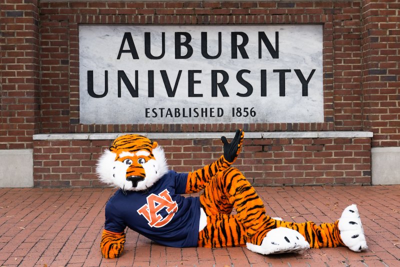 Auburn University sign and Aubie