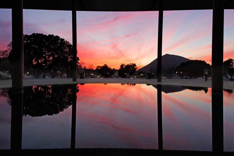 Broome Library's location on top of a hill makes it perfect for stunning views of the sunset.