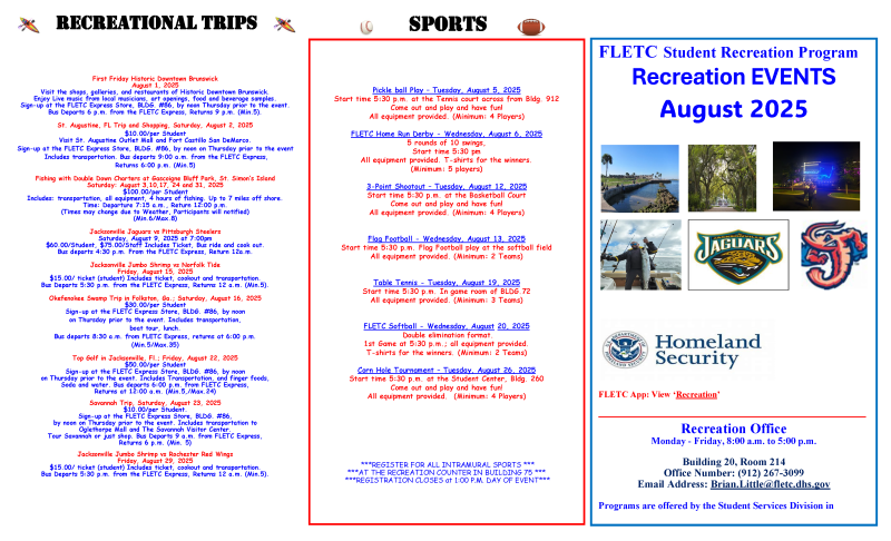 2025 August STUDENT Recreation Brochure