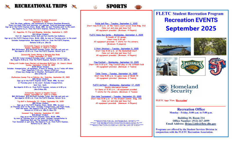 2025 September  STUDENT Recreation Brochure Page 2