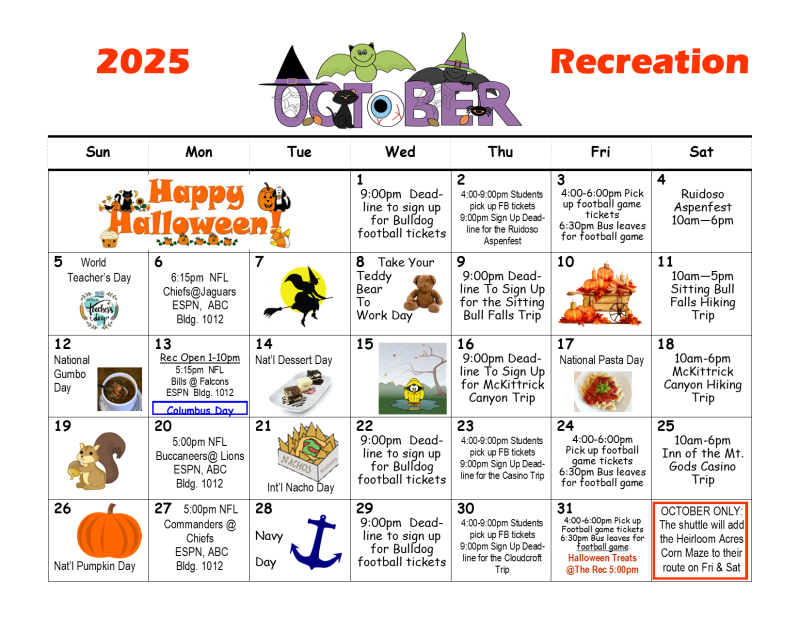 Calendar--October 25
