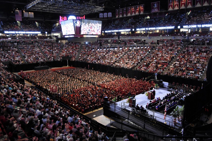 overhead image of arena floor and lower level arena seating