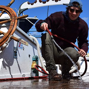 Student on sailboat