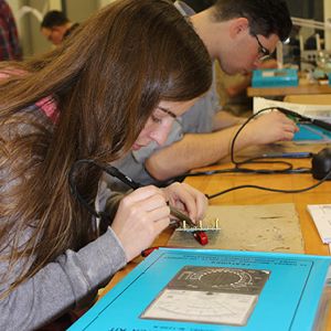 Student working on electrical project