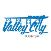 Valley City Tourism in blue text over an image of the Hi-Line Bridge