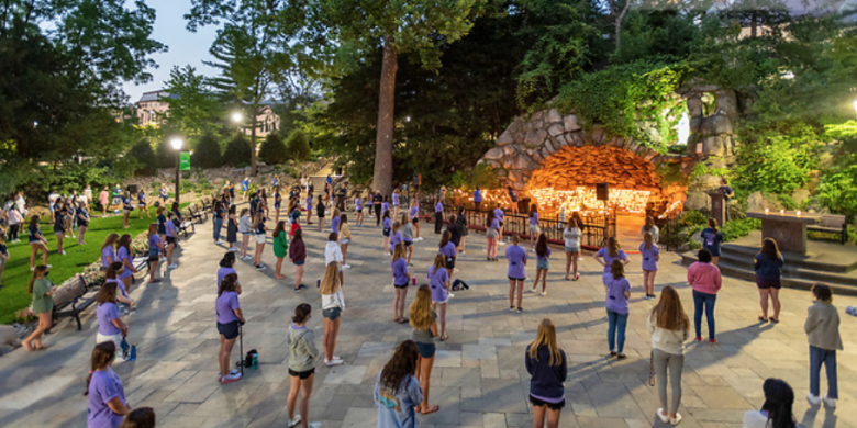 Photograph of the Grotto on the campus of the University of Notre Dame