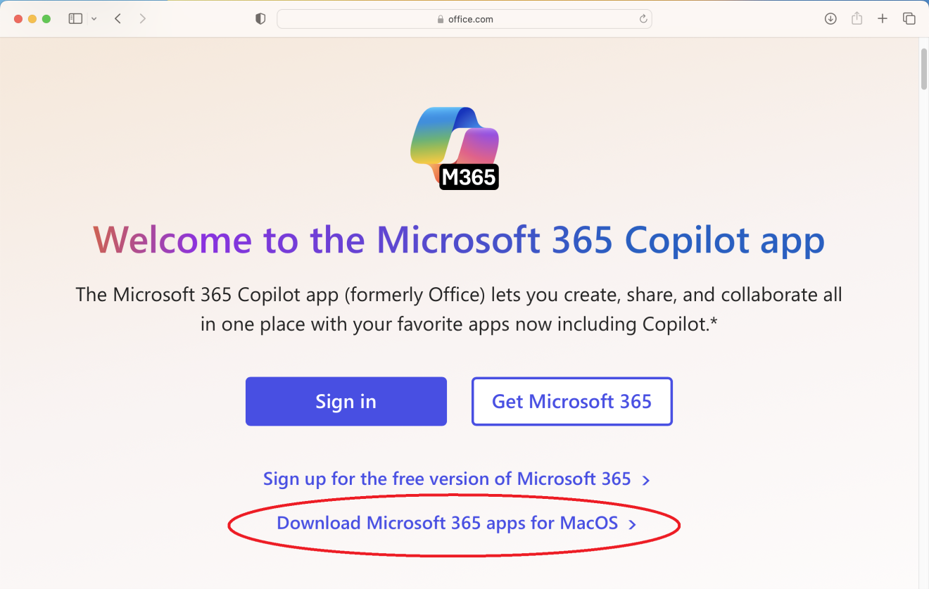 Office.com homescreen