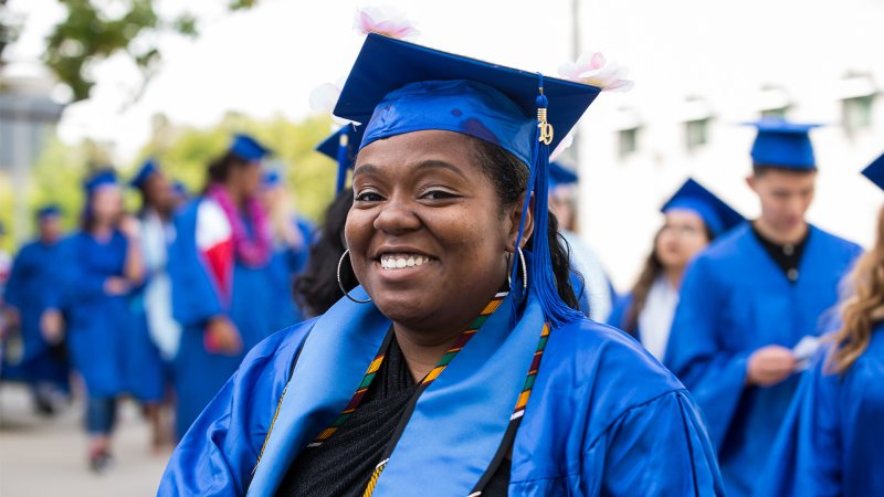 Graduate smiling