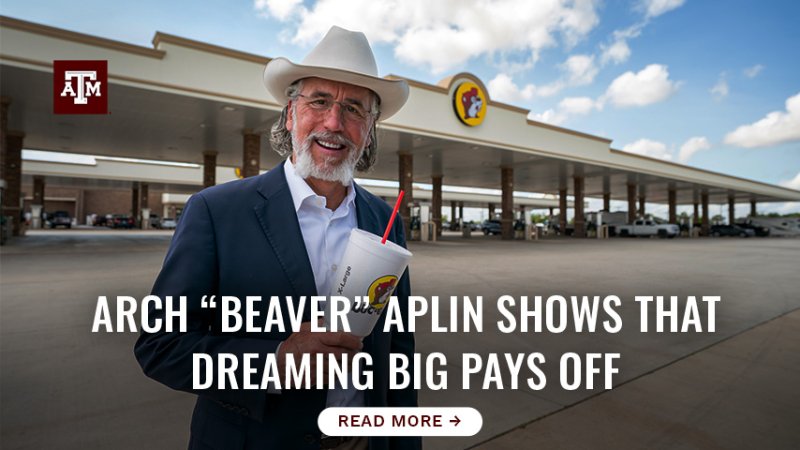 Beaver Aplin standing in front of a Buccees. "Arch "Beaver" Aplin shows that dreaming big pays off. Tap here to read more."