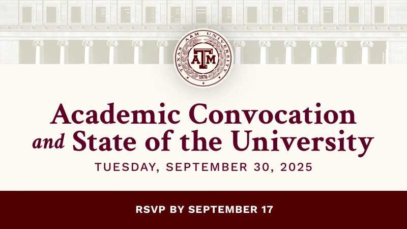 Banner reading Academic Convocation and State of the University. Tuesday, September 30, 2025. RSVP by September 17.
