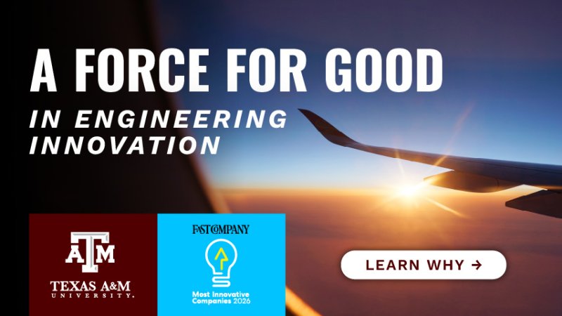 A sunset viewed from inside and airplane. "A force for good in engineering innovation. Learn Why."