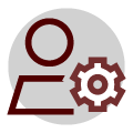 Person's silhouette in front of a gear: Employee Resources