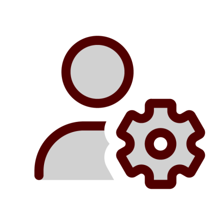Person's silhouette in front of a gear: Employee Resources