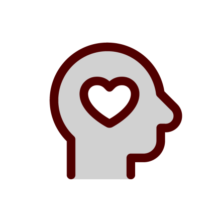 Head with heart over mind icon: mental health