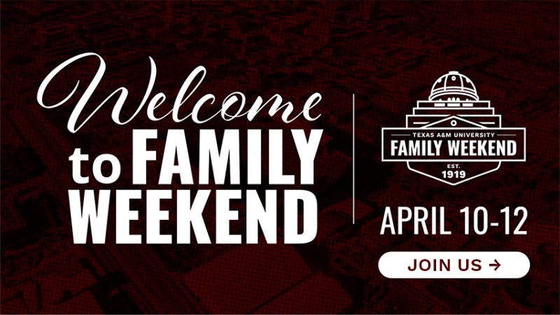Welcome to Family Weekend April 10-12. Tap here to Join Us.