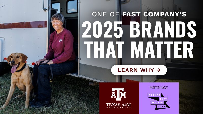 A woman and dog sitting in a camper together. Text reads "One of Fast Company's 2025 brands that matter. Learn why."