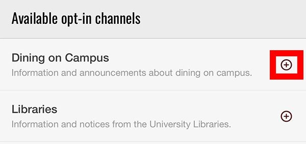 Image of My Opt-In channels with the opt-in button highlit by a red square