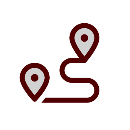 Two GPS pins and route icon: Bike Lanes and Racks