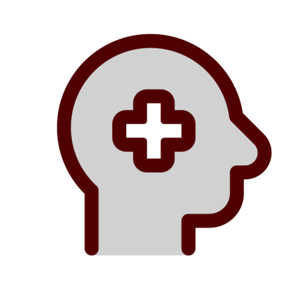 Head with heart over mind icon: Mental Health Resources
