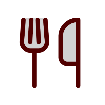 Plate, fork and knife icon: Dining