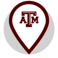 GPS Pin with TAMU logo: Explore Aggieland