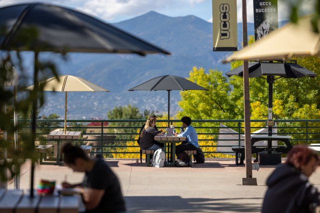 View of mountains from upper plaza
