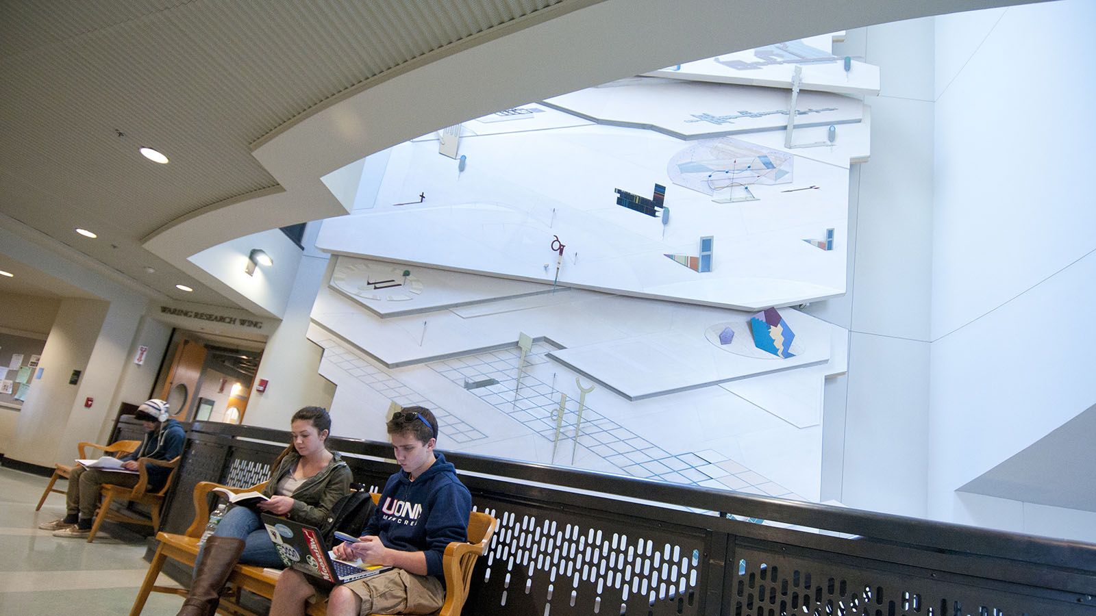 Students reading inside the Chemistry Building