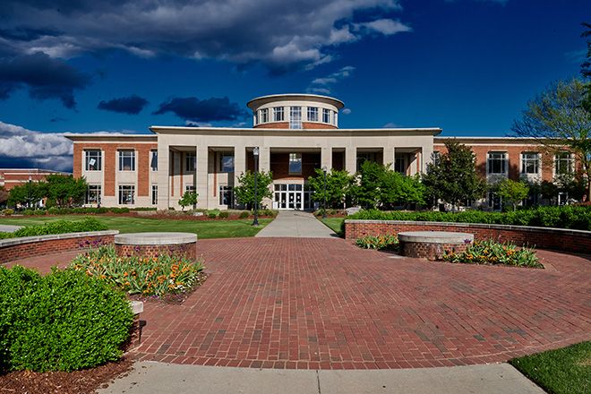 EUC as seen from across the lawn by Walker parking deck.