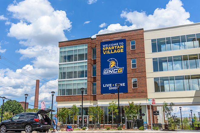 Located on Gate City Blvd. Spartan Village combines residences as well as retail and dining.