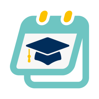 Icon of a calendar with a graduation cap