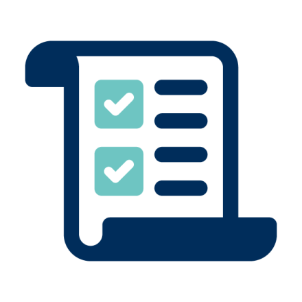 Icon of a notepad list with check marks 