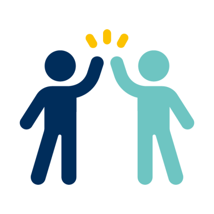 Icon of two people giving each other hi-fives