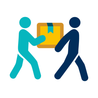 Icon of two people moving a box