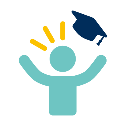 Icon of a person with a graduation hat
