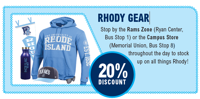 20% off coupon for Rhody Gear at Rams Zone