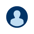 icon of person silhouetted in a blue circle