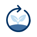 Icon of a small plant sprouting from the ground inside a circular arrow