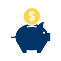 icon of coin inserted into a piggybank