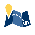 map with pin icon and route