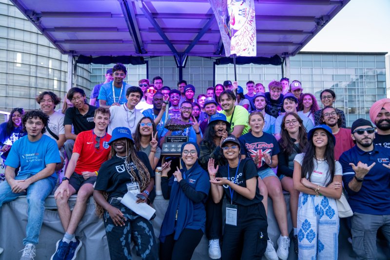 Group photograph of students winning the Orientation faculty spirit award