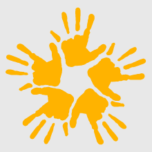 Handprints in a circlular shape