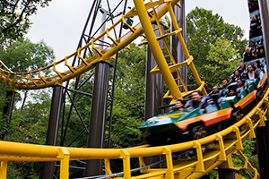 People riding a rollercoaster