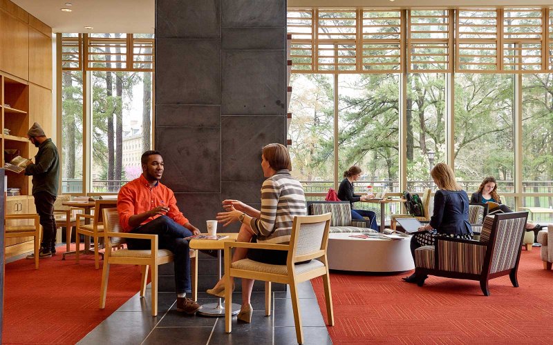 People sitting inside Cohen Career Center