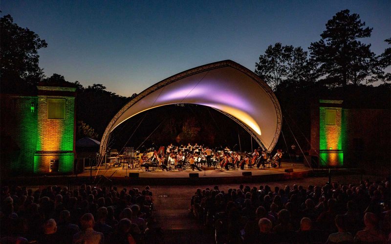 An evening performance at the Martha Wren Briggs Amphitheatre during a