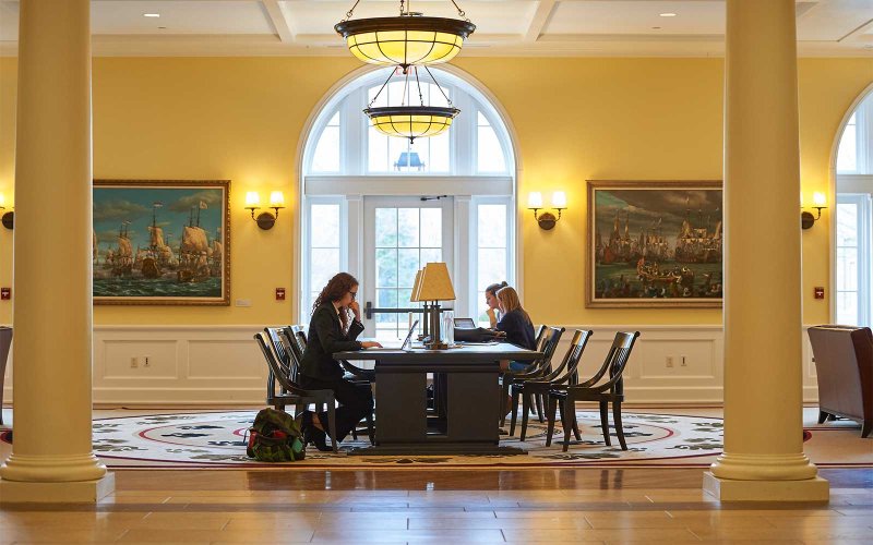 People seated inside of the Raymond A. Mason School of Business